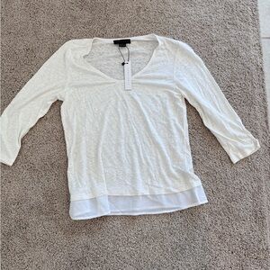 Sanctuary Ivory Layered-Hem V-Neck Long Sleeve Top